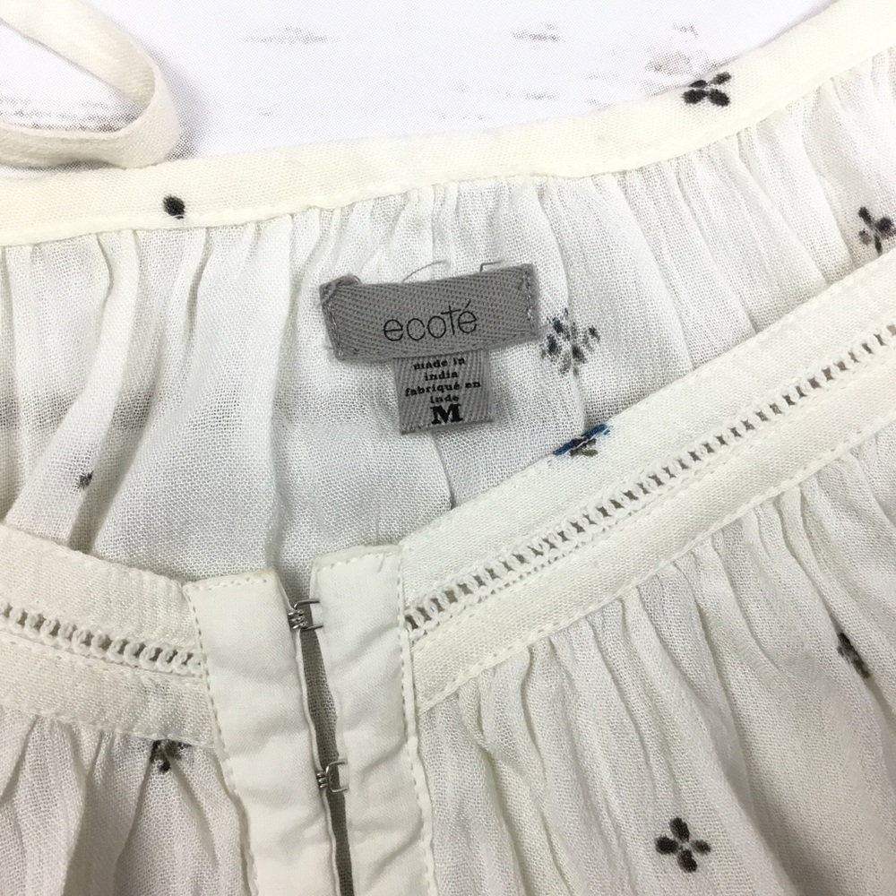 Ecote Pom Pom Trim Cold Shoulder Blouse in Cream - Picture 4 of 5